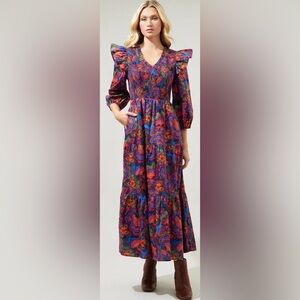 Sugarlips Raveena Midnight Brighton Smocked Poplin Maxi Dress